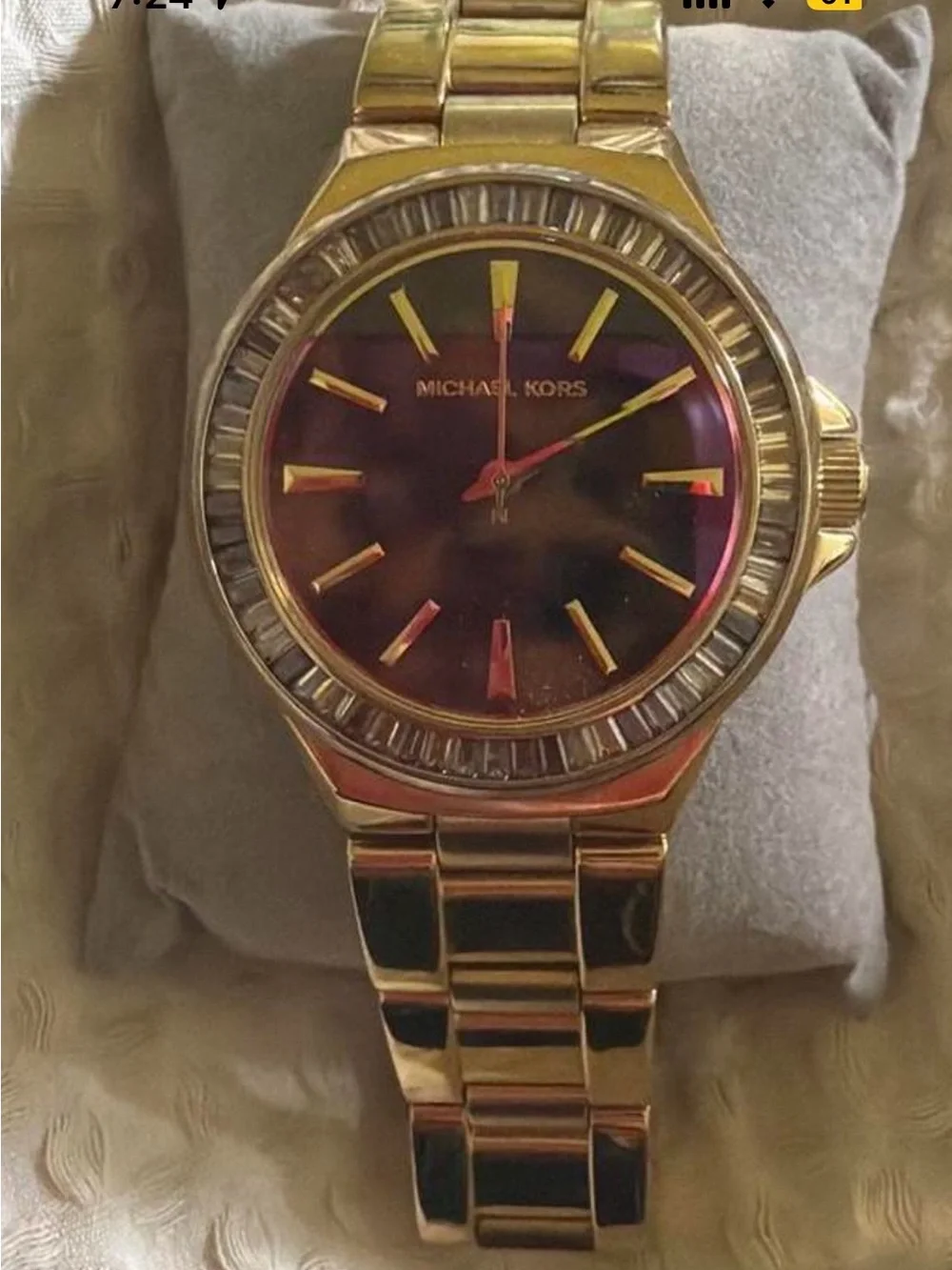 Michael Kors Gold Tone Watch with Purple Dial